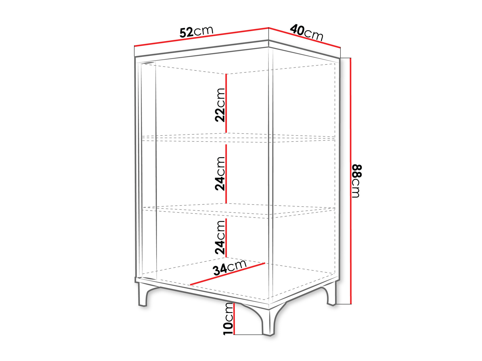Sideboard Florem (Weiß + Weiß glänzend + Helles Holz)