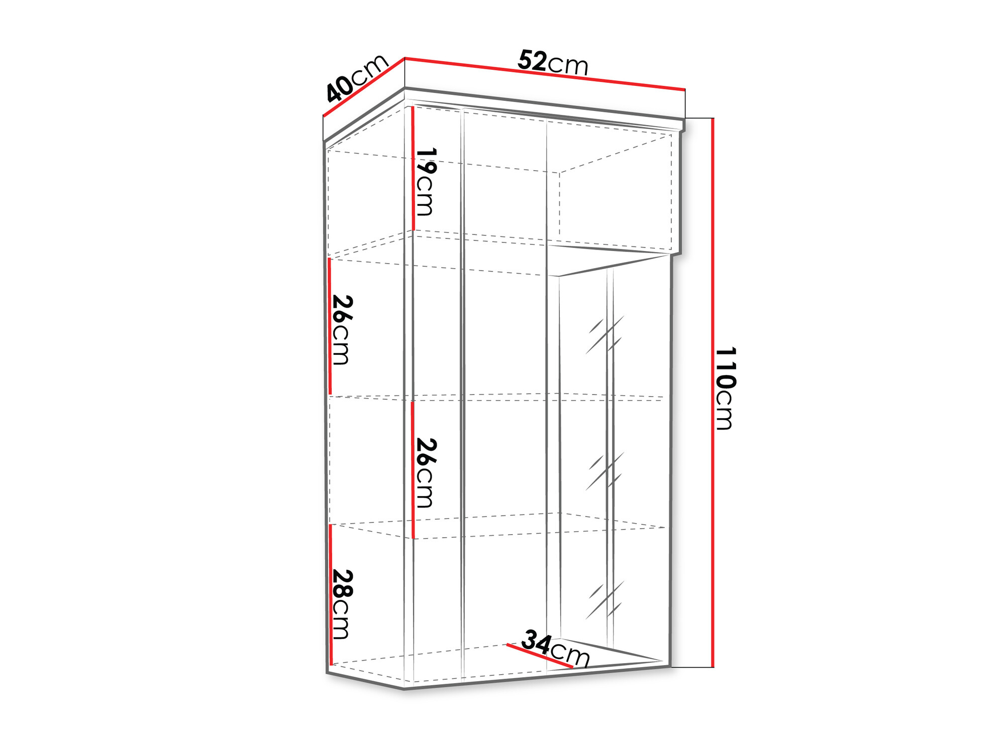 Hängeschrank Florem (Weiß + Weiß glänzend + Helles Holz)