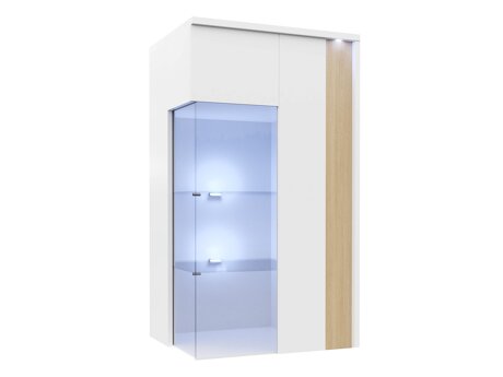 Hängeschrank Livseri 106 (Weiß + Weiß glänzend + Helles Holz)
