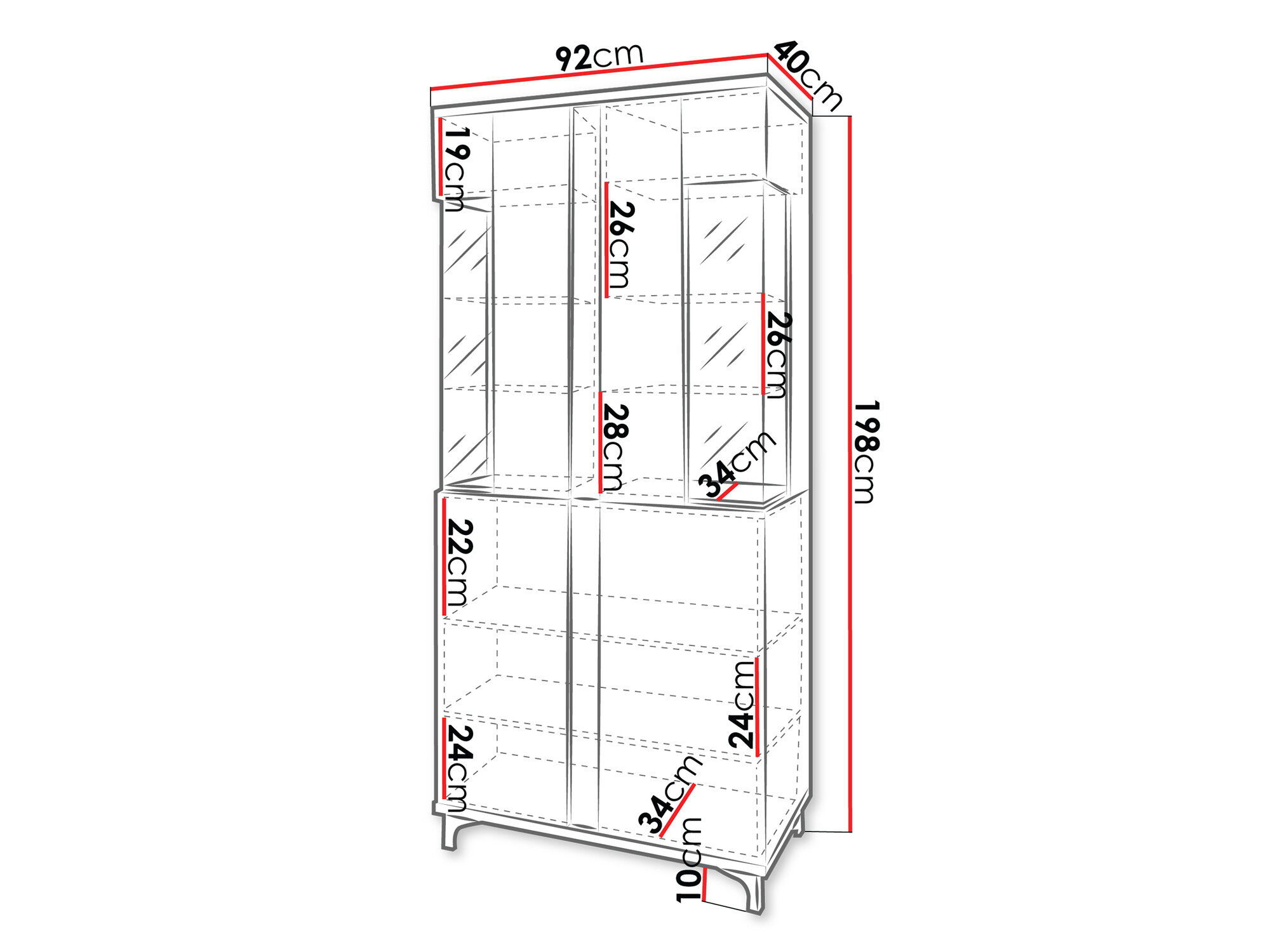 Regal Florem IV (Weiß + Weiß glänzend + Helles Holz)