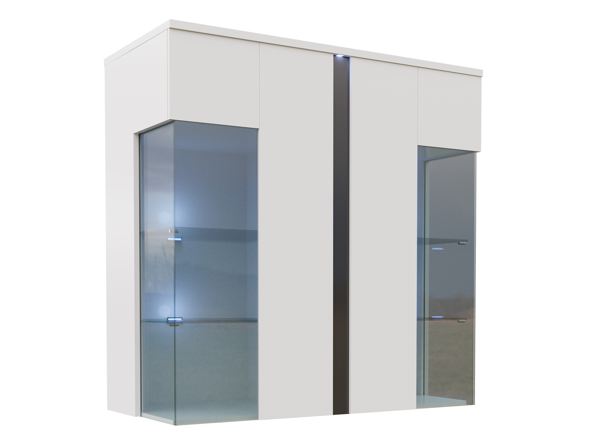 Sideboard Florem III (Weiß + Weiß glänzend + Schwarz glänzend)