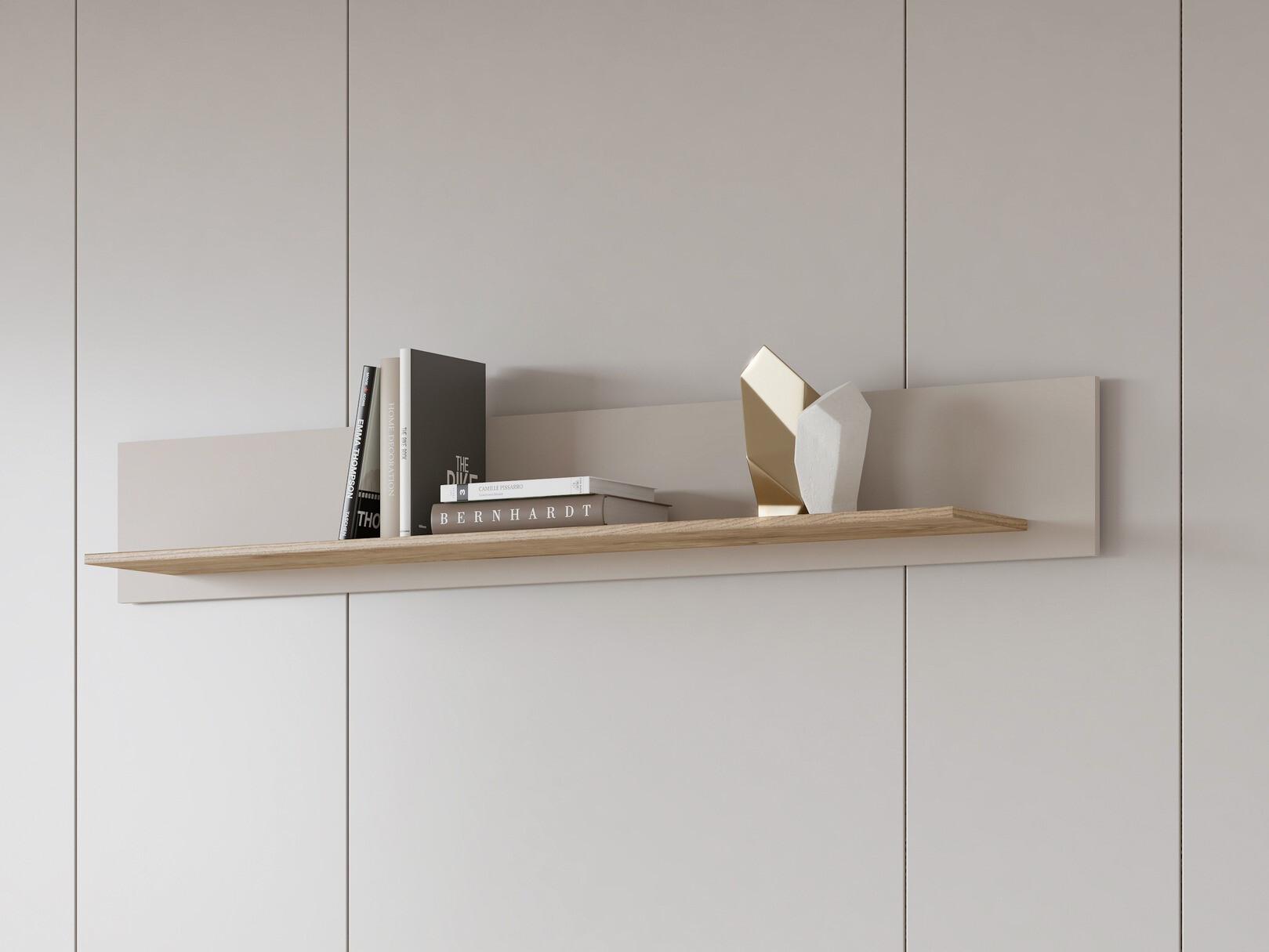 Wandregal Sovera 100 (Goldene Eichenholzoptik + Hellgrau)