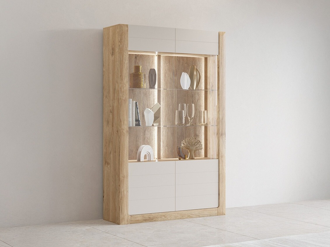 Regal Sovera 102 (Goldene Eichenholzoptik + Hellgrau)