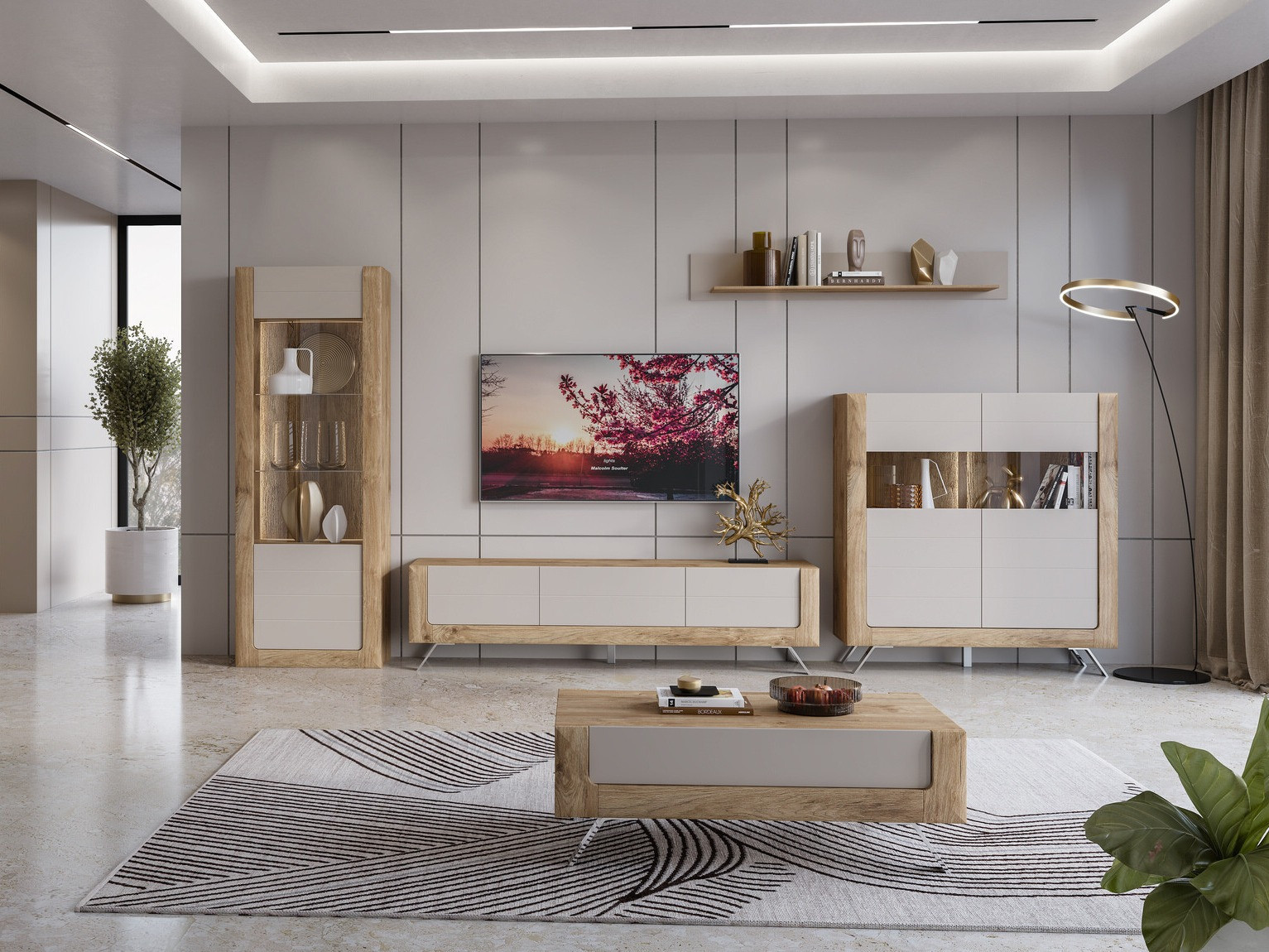 Regal Sovera 106 (Goldene Eichenholzoptik + Hellgrau)