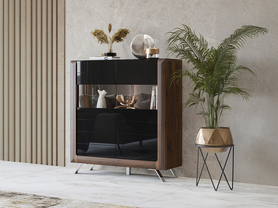 Regal Sovera 106 (Nussholzoptik + Schwarz glänzend)