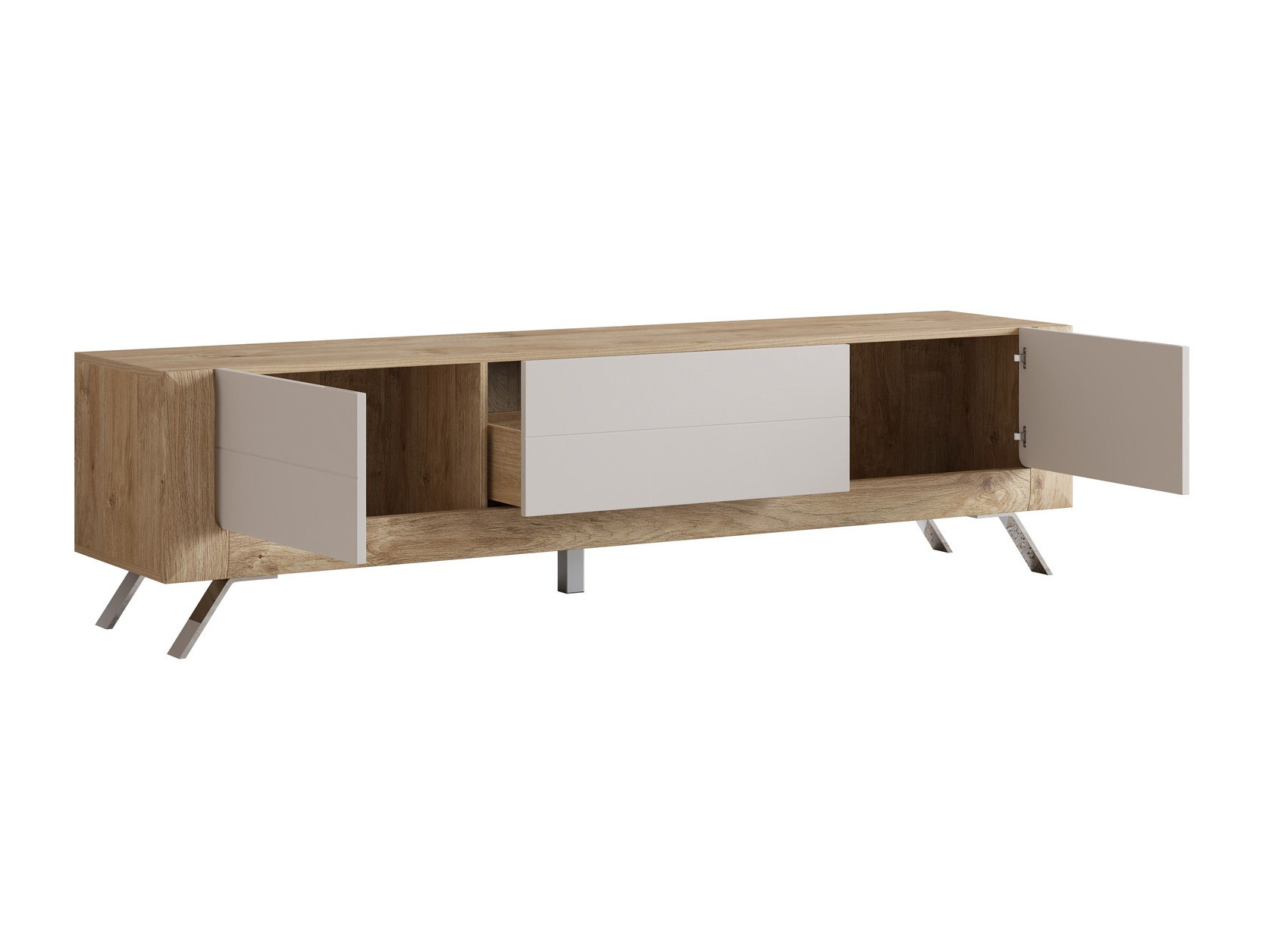 TV-Möbel Sovera 104 (Goldene Eichenholzoptik + Kaschmir)