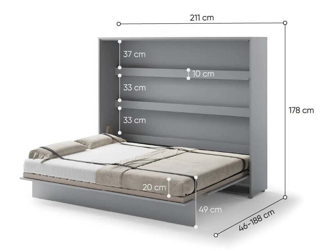 Schrankbett Concept Pro Lenart V (Grau)