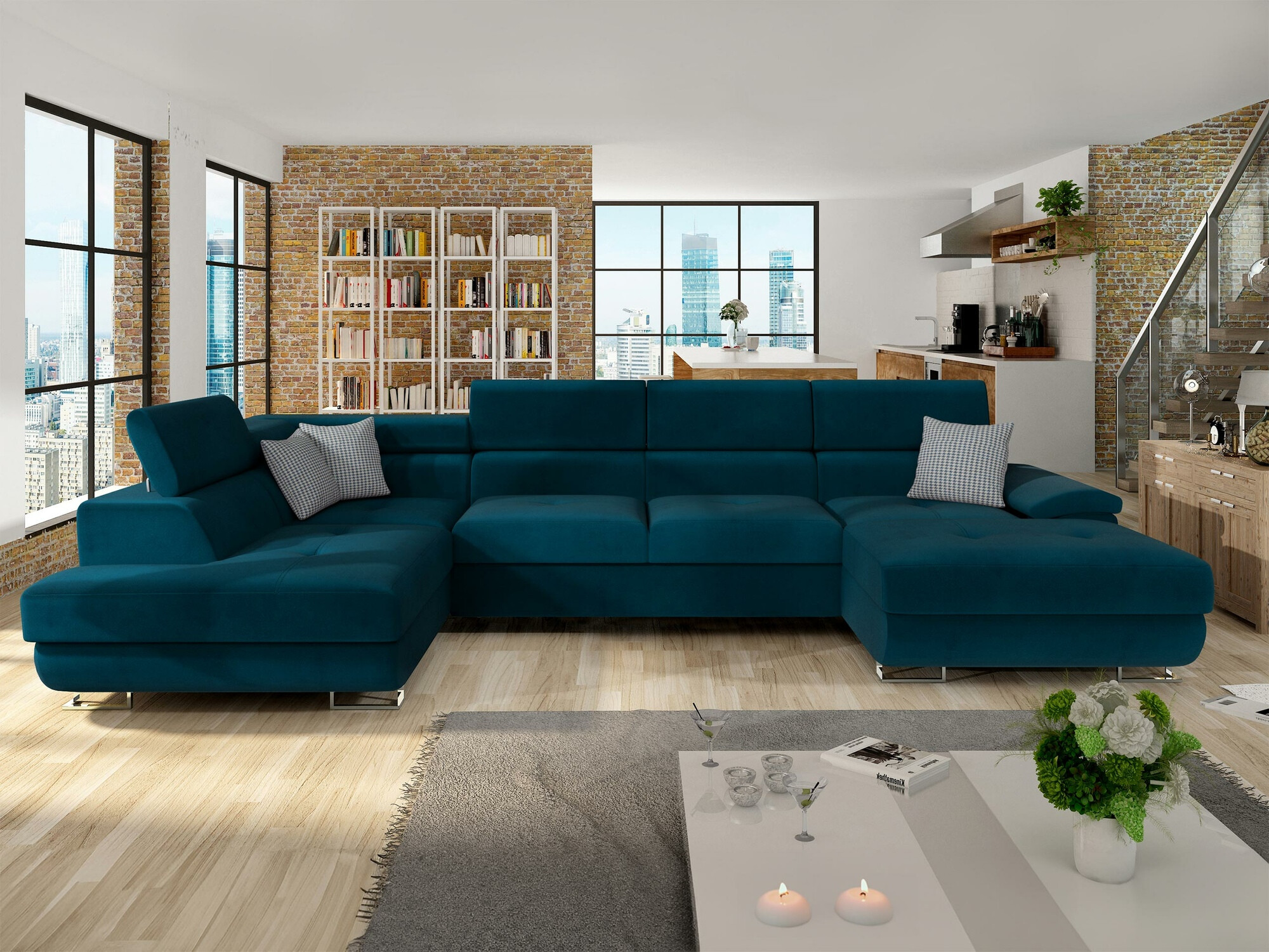 Ecksofa Comfivo Ruta V (Venus Velvet 2911 + Kenia 796)