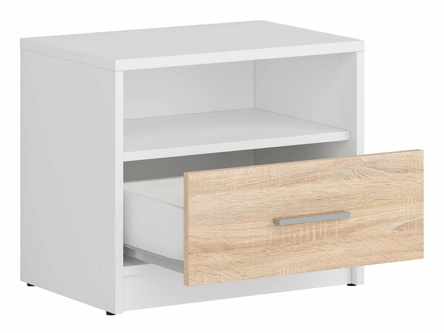 Nachttisch Novsore 102 (Weiß + Sonoma Eichenholzoptik)