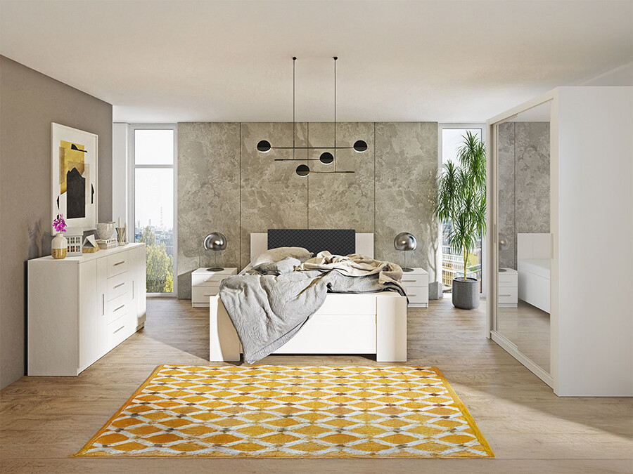 Schlafzimmer-Set Catromi 112 (Weiß + Soft Pik 011)