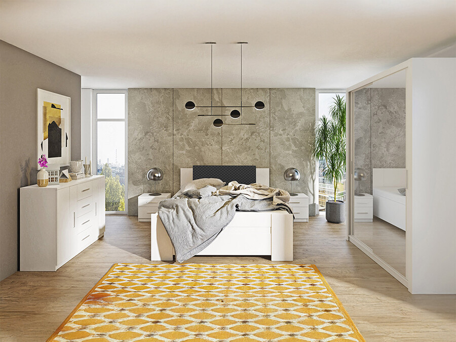 Schlafzimmer-Set Catromi 113 (Weiß + Soft Pik 011)