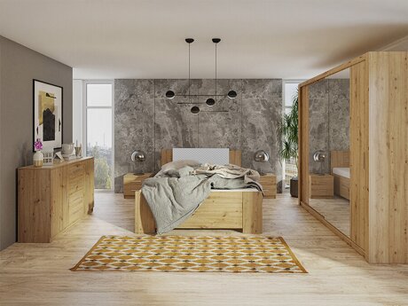 Schlafzimmer-Set Catromi 114 (Artisan Eichenholzoptik + Soft Pik 029)