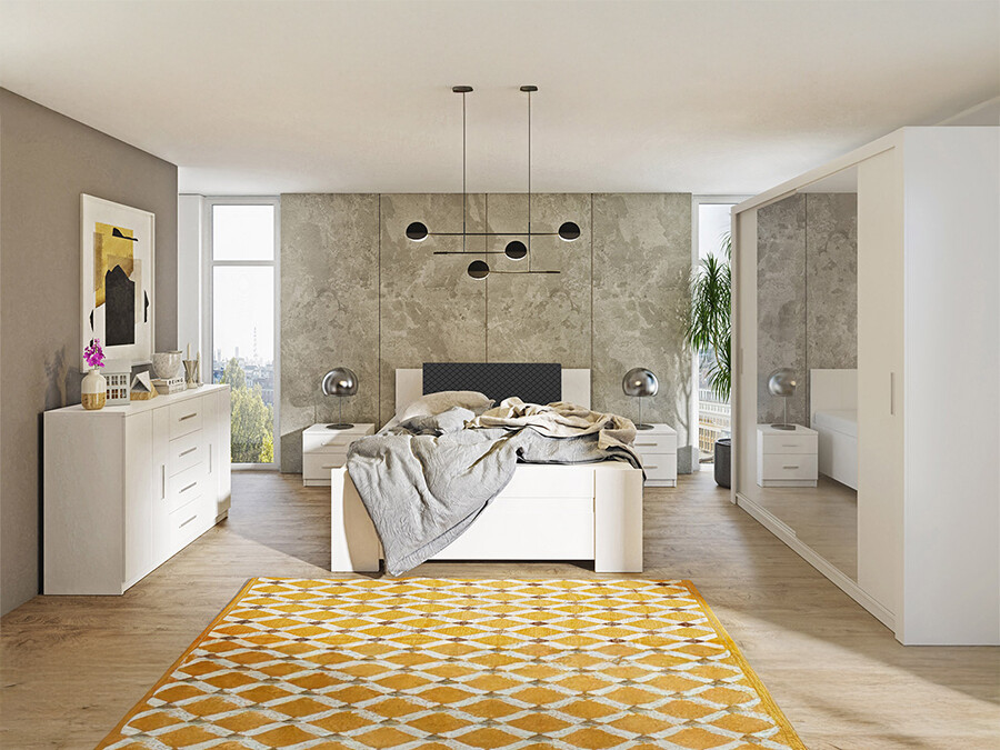 Schlafzimmer-Set Catromi 114 (Weiß + Soft Pik 011)