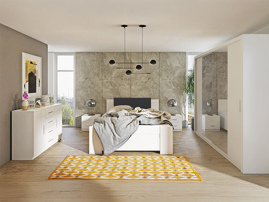 Schlafzimmer-Set Catromi 115 (Weiß + Soft Pik 011)