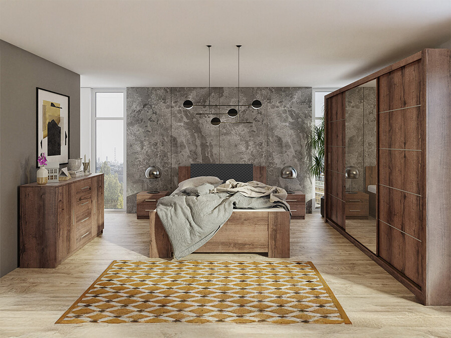 Schlafzimmer-Set Catromi 116 (Monastery Eichenholzoptik + Soft Pik 011)