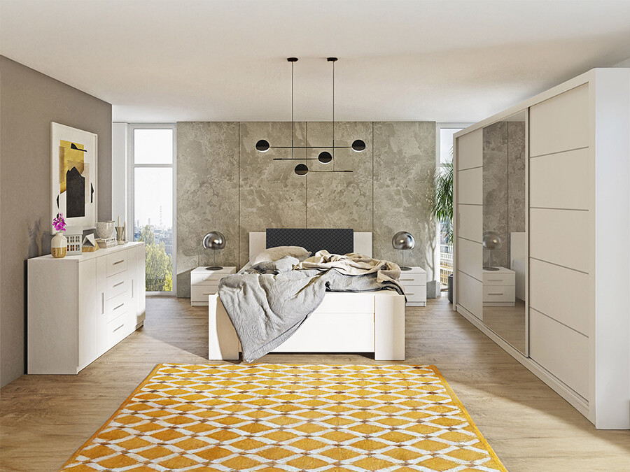 Schlafzimmer-Set Catromi 116 (Weiß + Soft Pik 011)