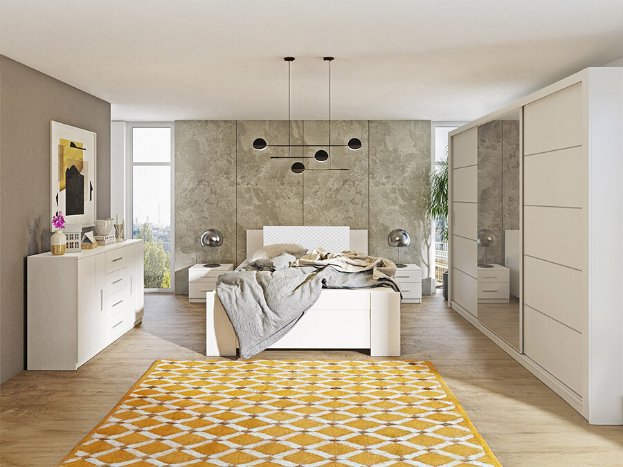 Schlafzimmer-Set Catromi 116 (Weiß + Soft Pik 017)