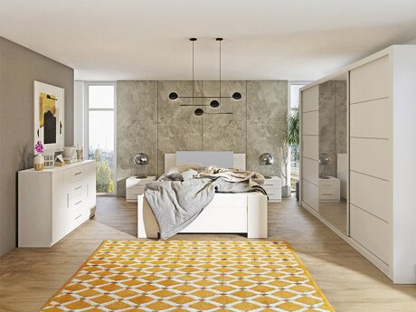 Schlafzimmer-Set Catromi 116 (Weiß + Soft Pik 029)