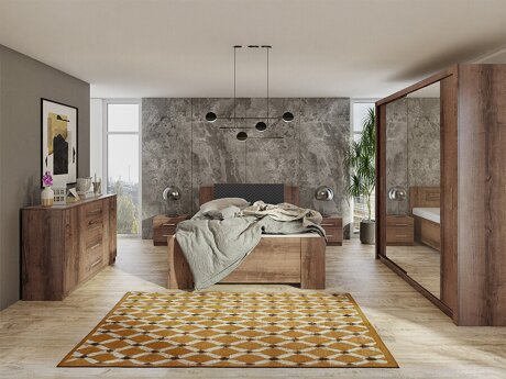 Schlafzimmer-Set Catromi 121 (Monastery Eichenholzoptik + Soft Pik 011)
