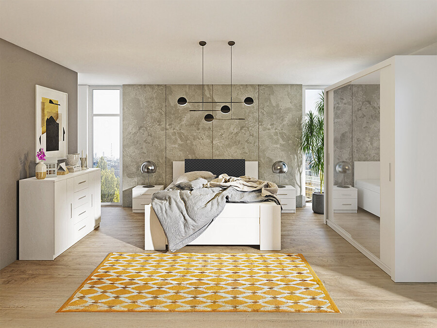 Schlafzimmer-Set Catromi 121 (Weiß + Soft Pik 011)