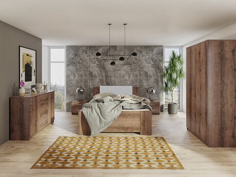 Schlafzimmer-Set Catromi 122 (Monastery Eichenholzoptik + Soft Pik 029)