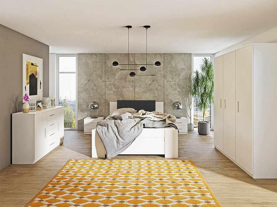 Schlafzimmer-Set Catromi 123 (Weiß + Soft Pik 011)