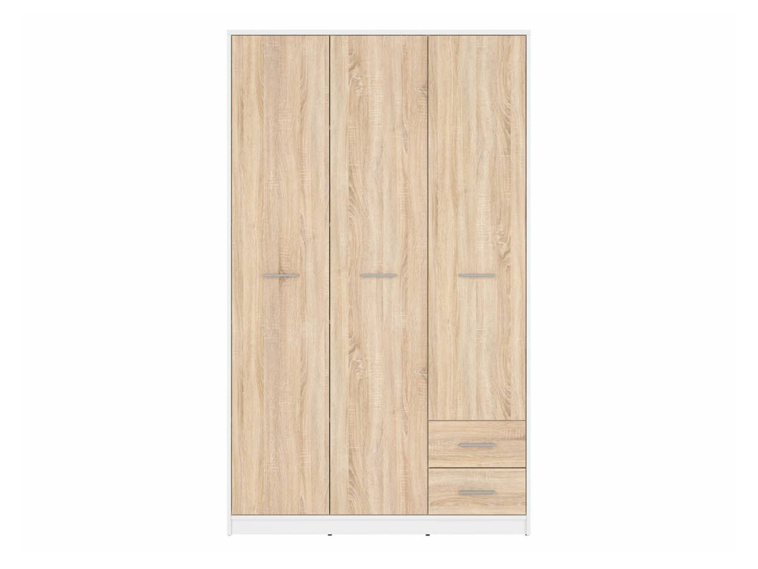 Kleiderschrank Novsore 134 (Weiß + Sonoma Eichenholzoptik)