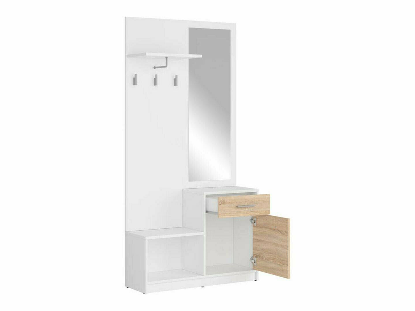 Flurgarnitur Novsore 148 (Weiß + Sonoma Eichenholzoptik)