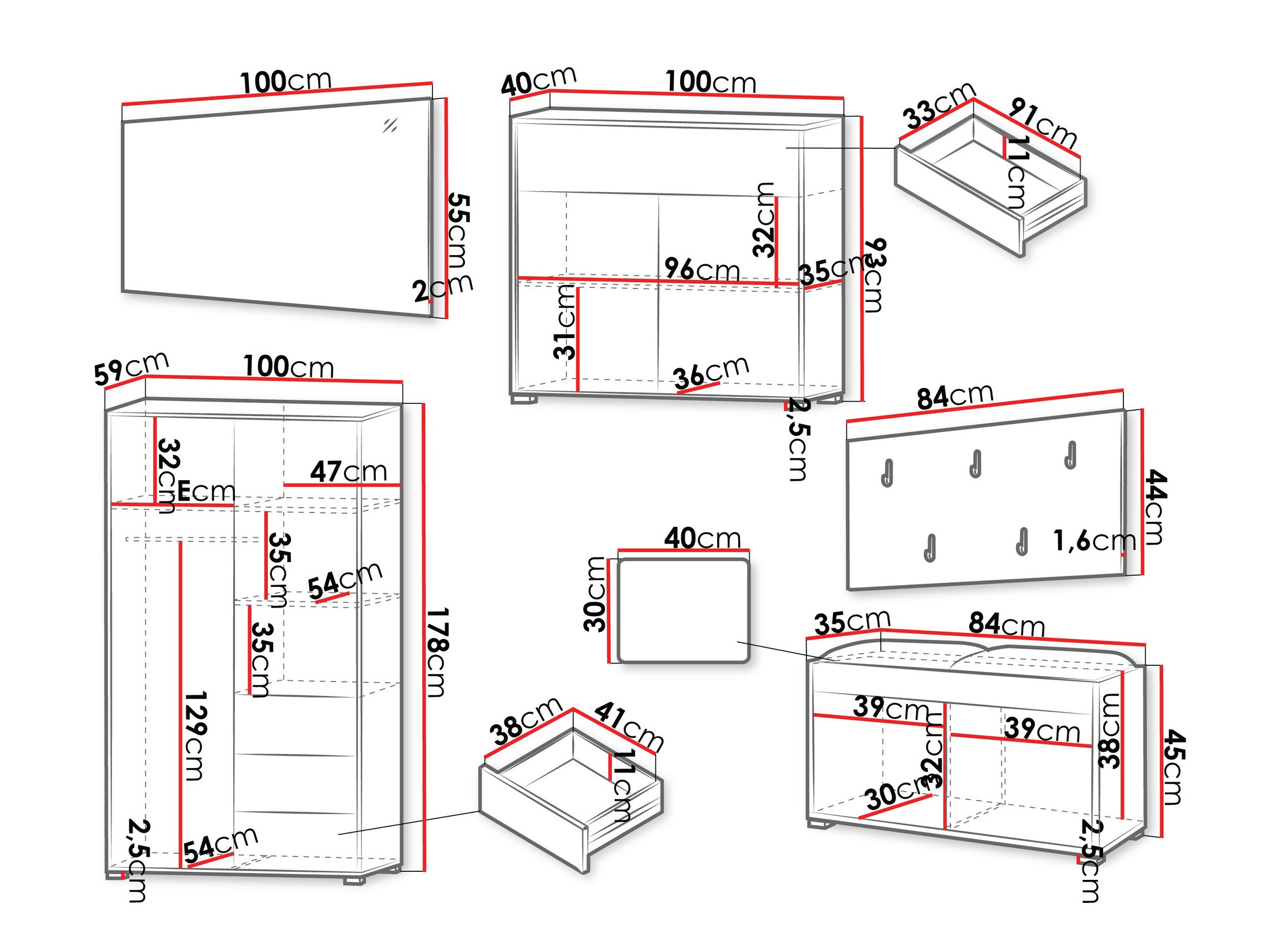 Flurgarnitur Comfivo Tutela V (Weiß)