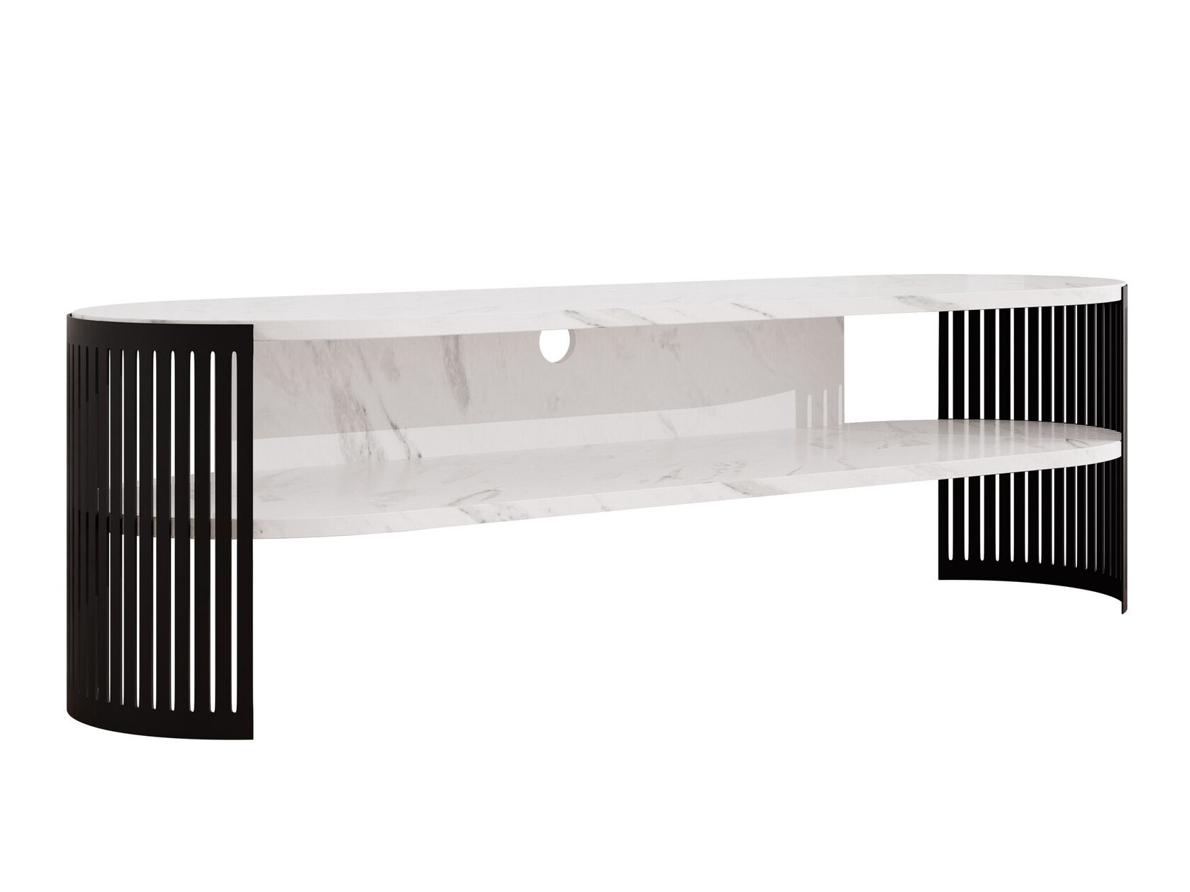 TV-Möbel Civer (Schwarz + Weißer Marmor)