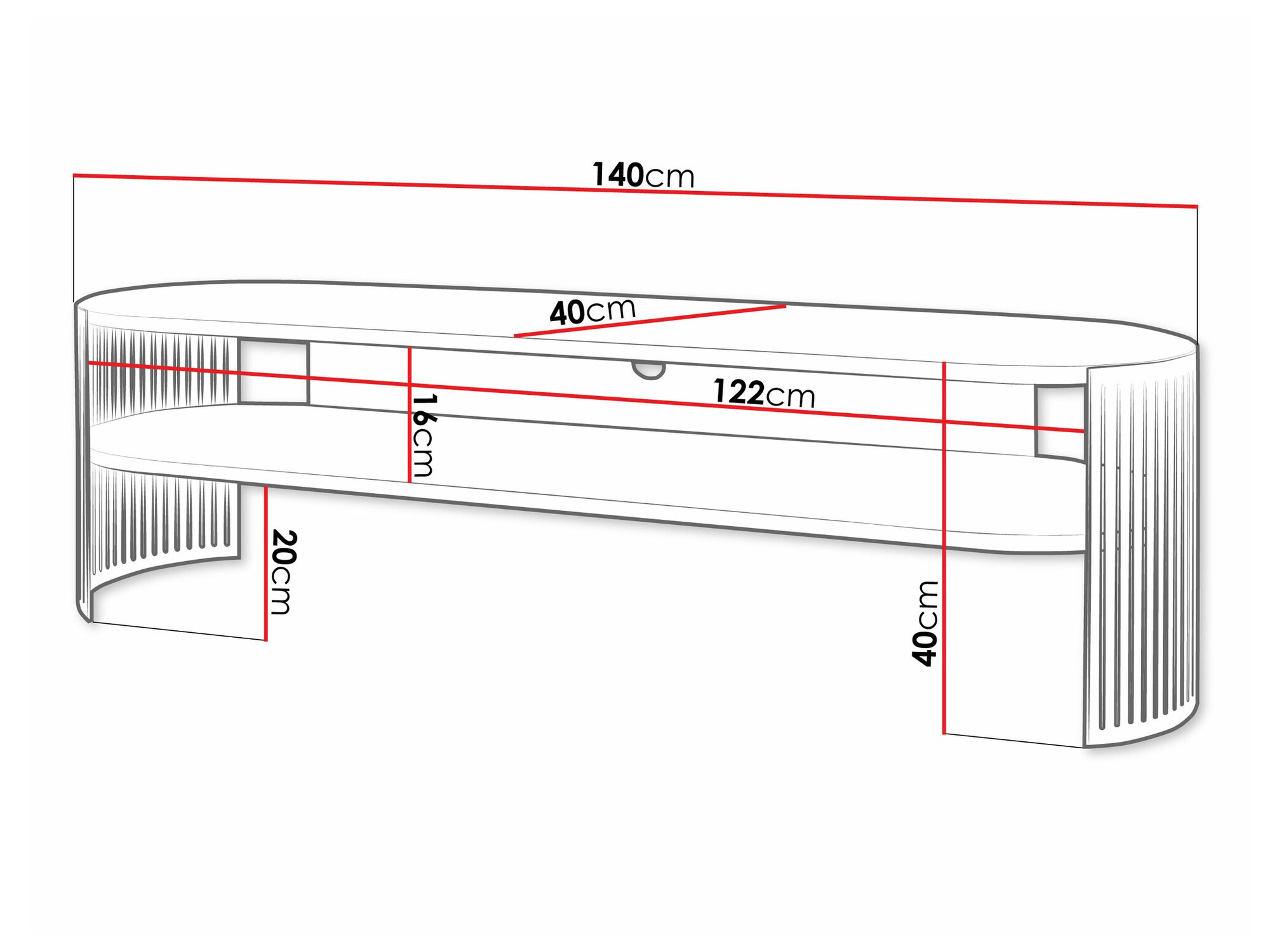 TV-Möbel Evanola 109 (Schwarz + Weiß)