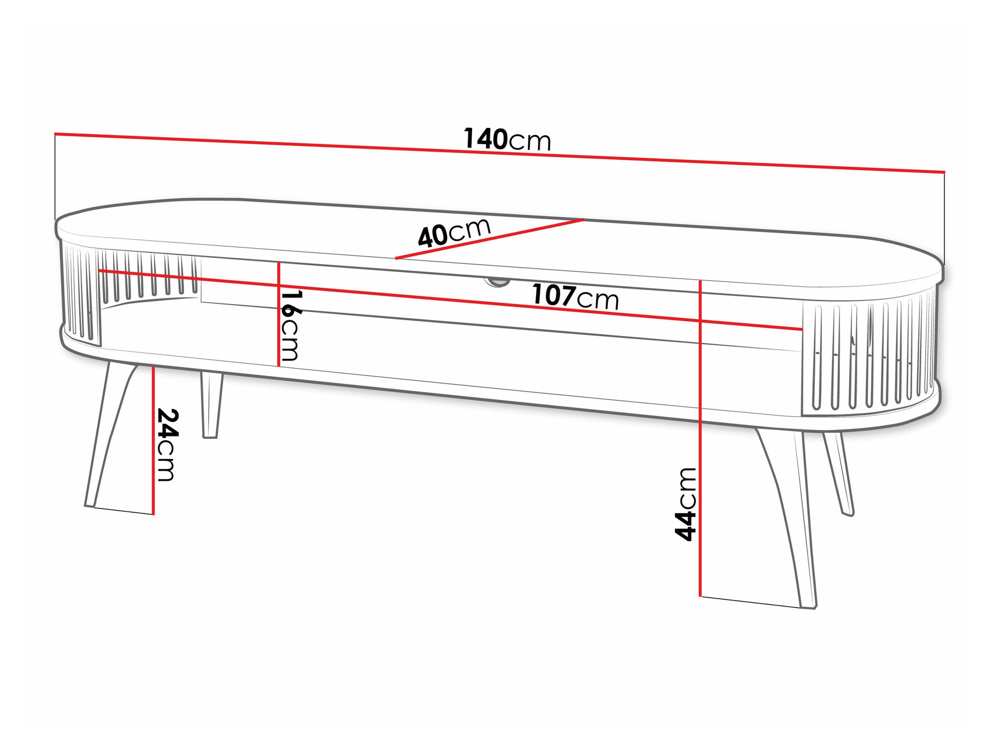 TV-Möbel Vitum (Schwarz + Weiß)