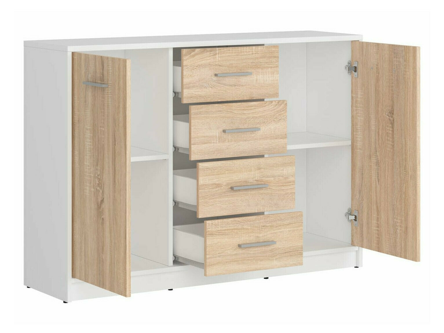 Schlafzimmer-Set Novsore 149 (Weiß + Sonoma Eichenholzoptik)