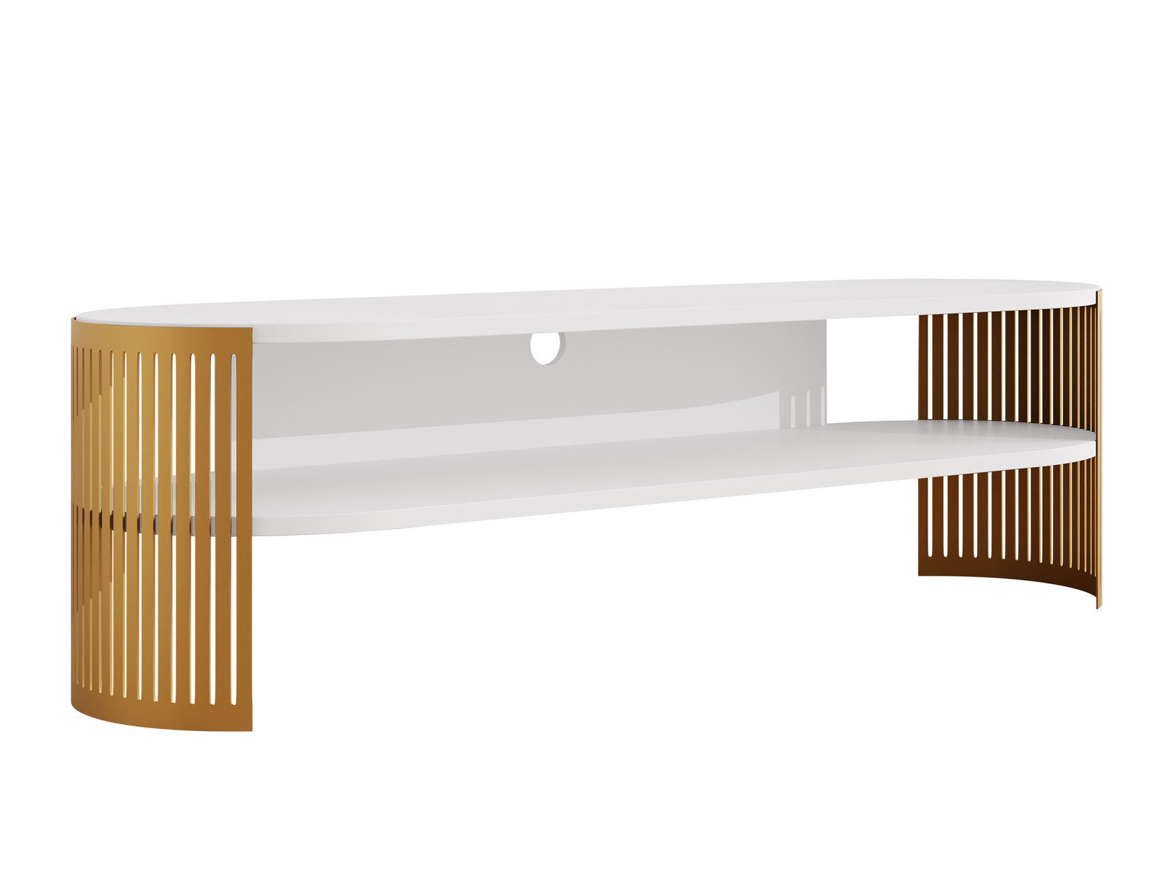 TV-Möbel Evanola 110 (Gold + Weiß)