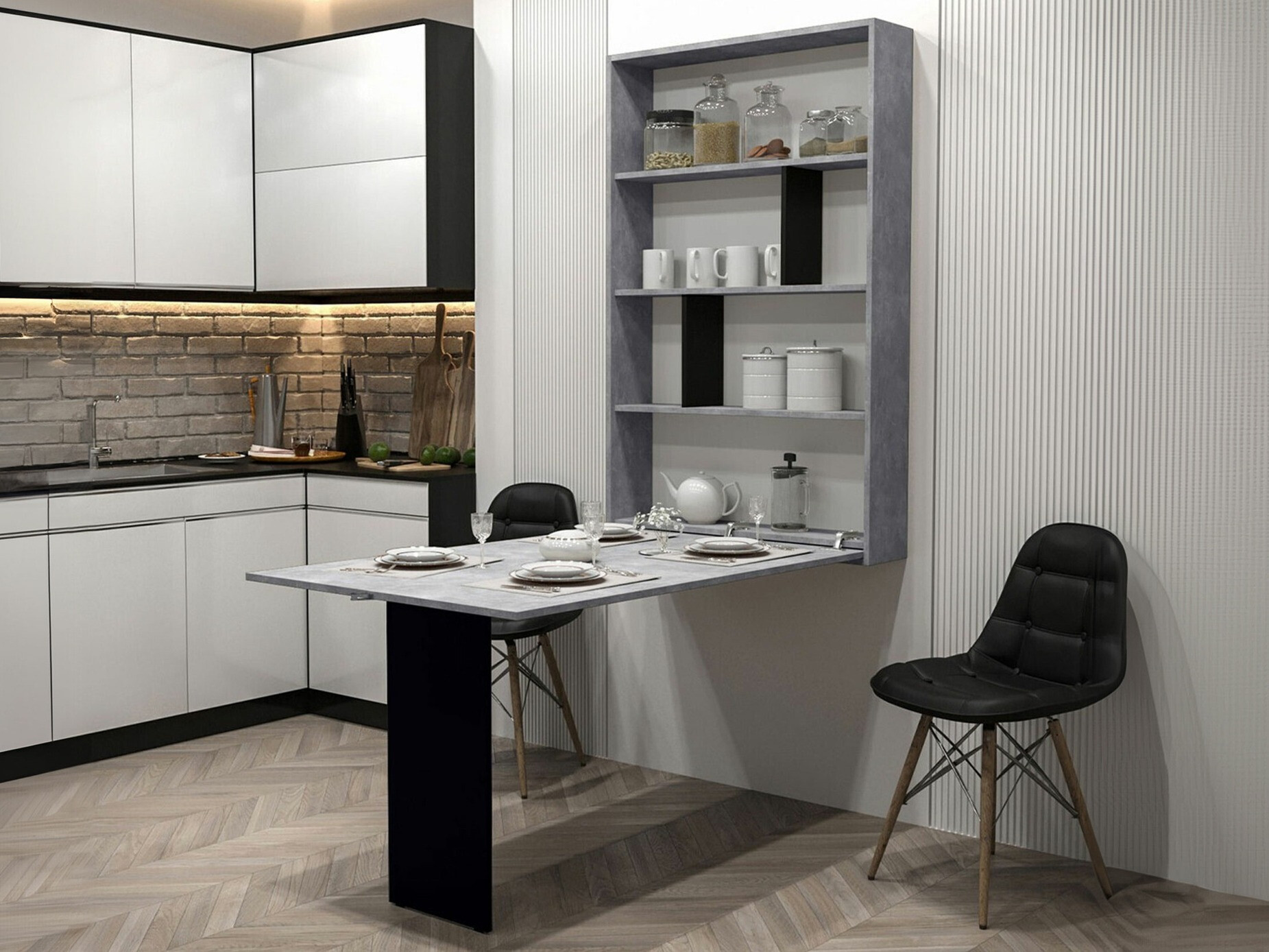 Tisch Buch Hartford 428 (Schwarz + Beton)