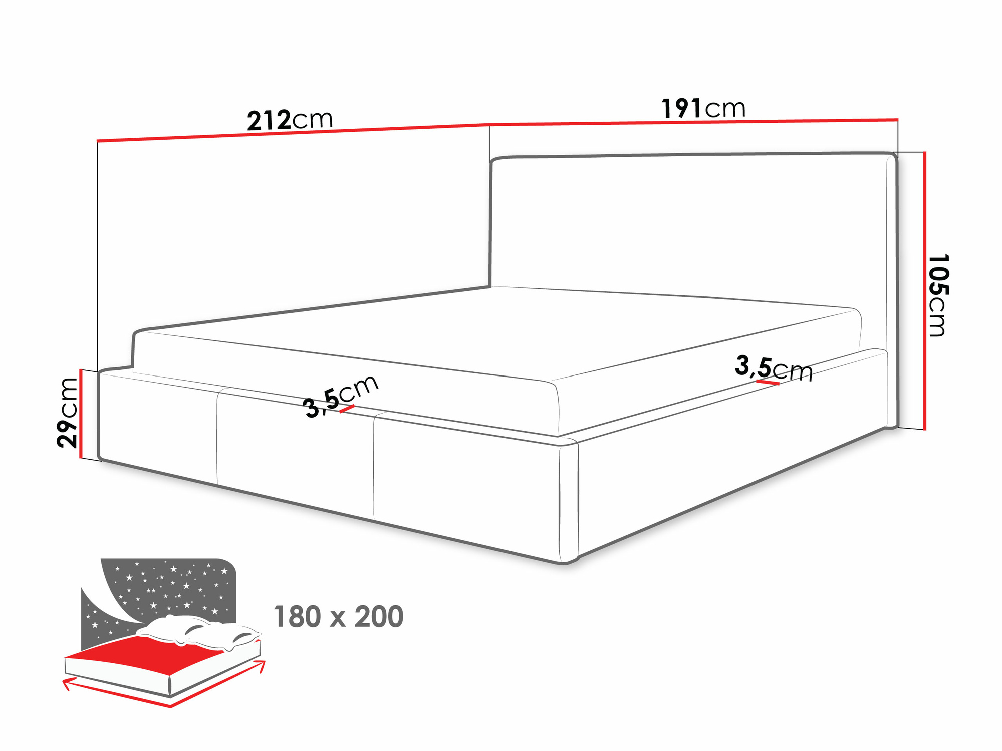 Bett ComfiDream Velora I (Sawana 80)