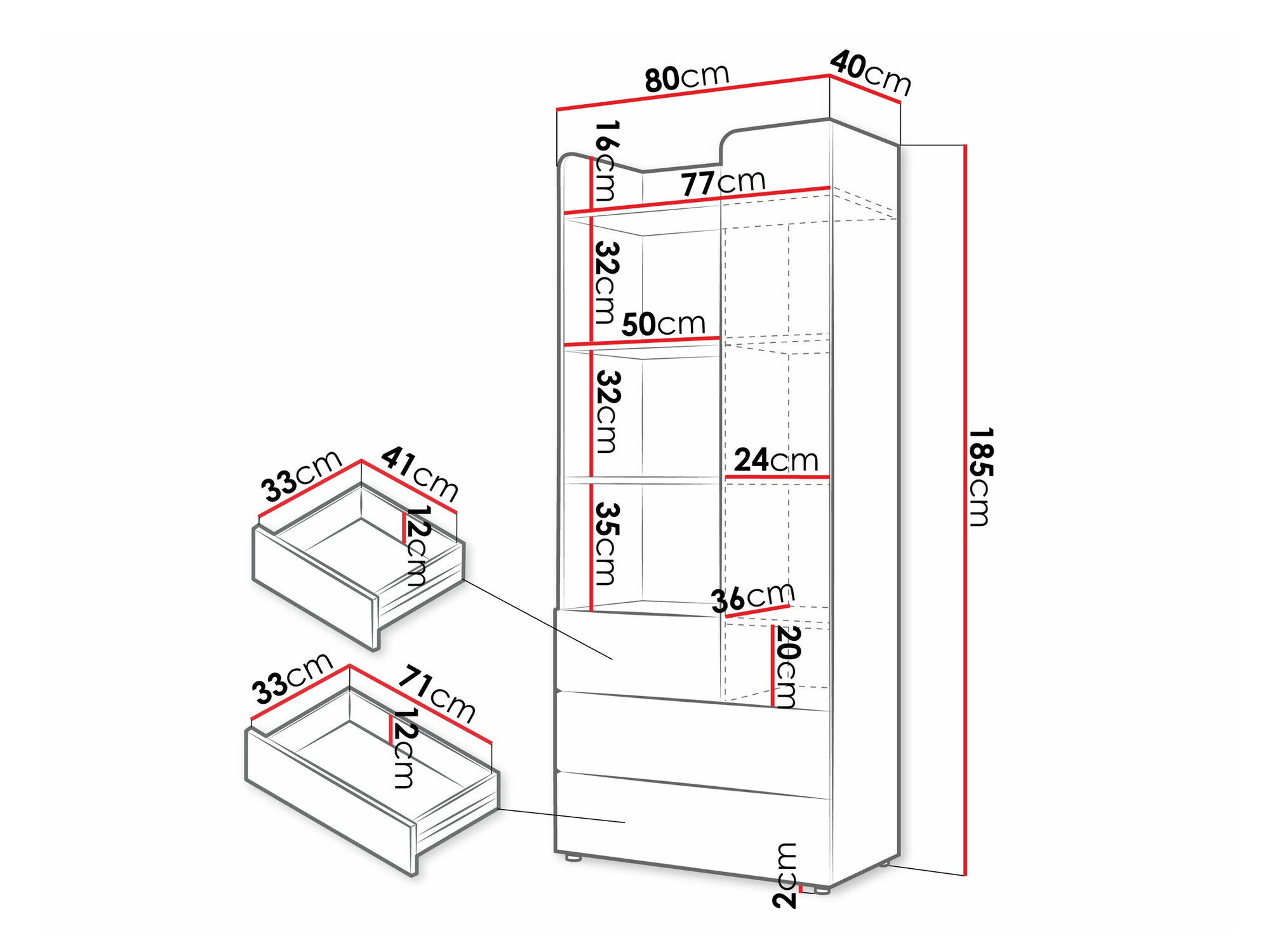 Regal Domcali 102 (Grau + Eichenholzoptik)