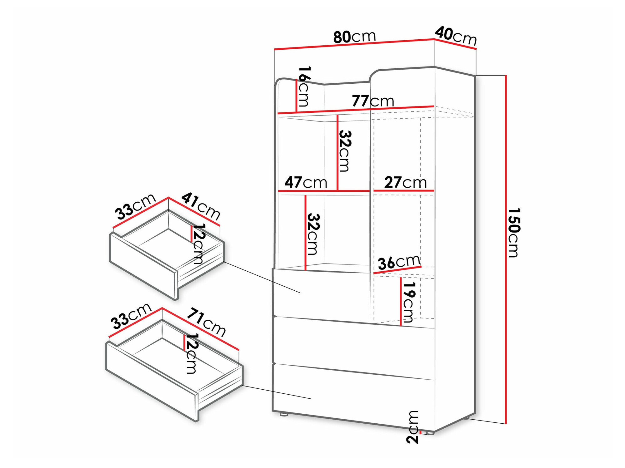 Regal Domcali 105 (Grau + Eichenholzoptik)