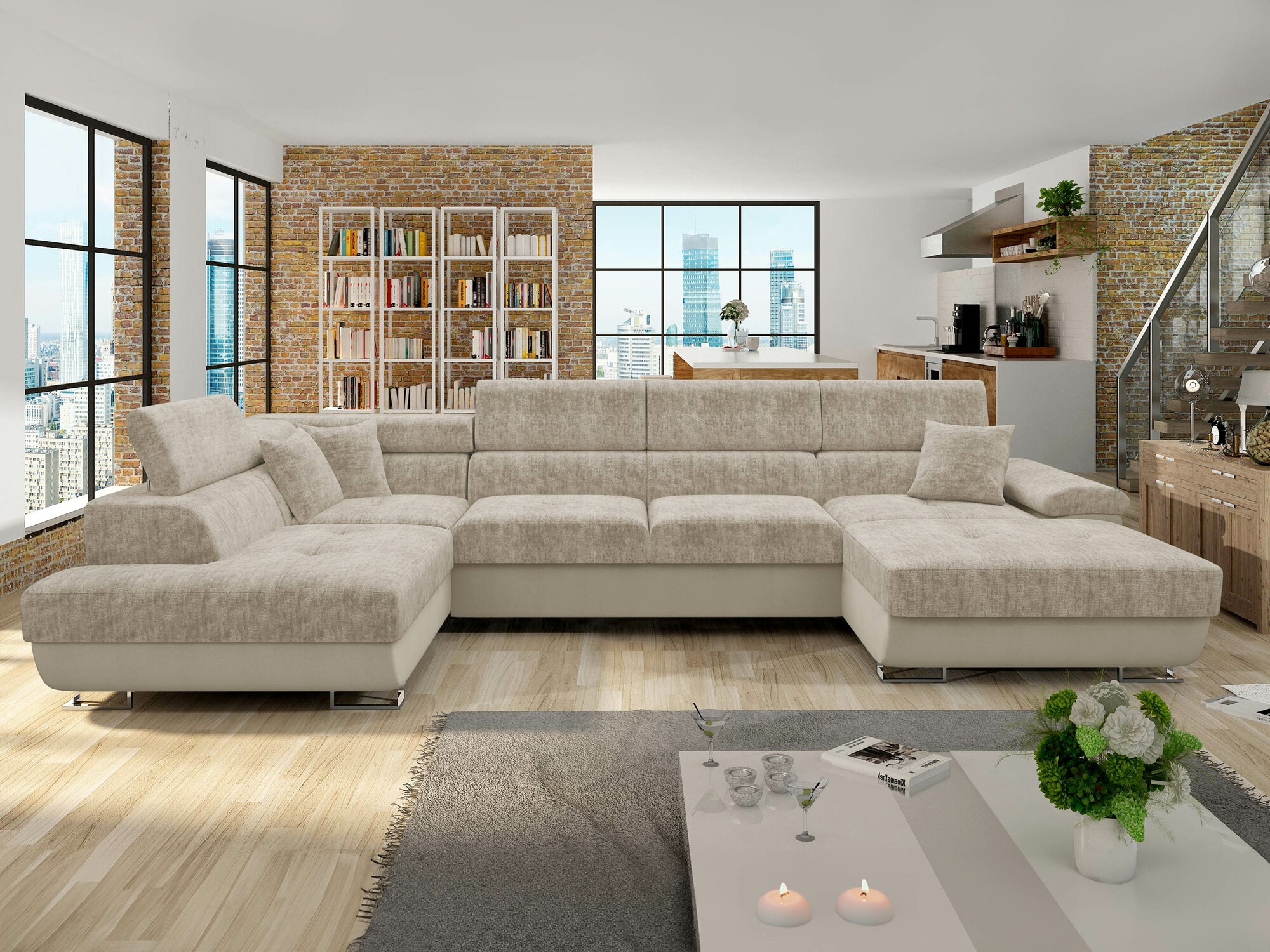 Ecksofa Comfivo Ruta VI (Venus Velvet 2927 + Miu 2041)