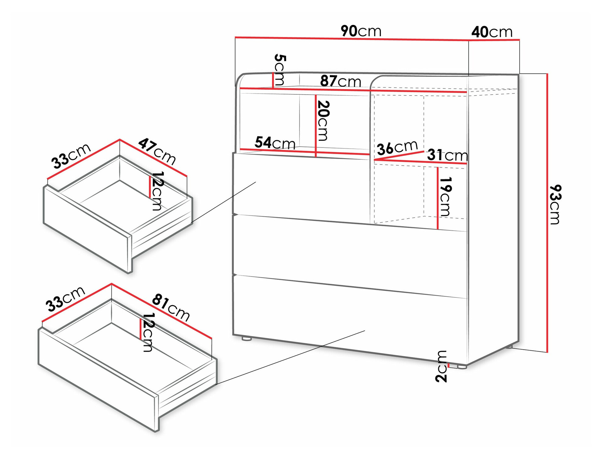 Kommoden Domcali 109 (Grau + Eichenholzoptik)