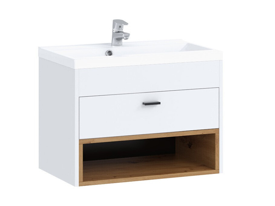 Hängeschrank für Waschbecken Velum (Weiß + Artisan Eichenholzoptik)