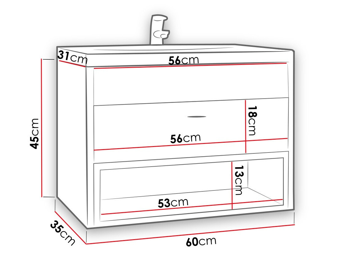 Hängeschrank für Waschbecken Velum (Weiß + Artisan Eichenholzoptik)