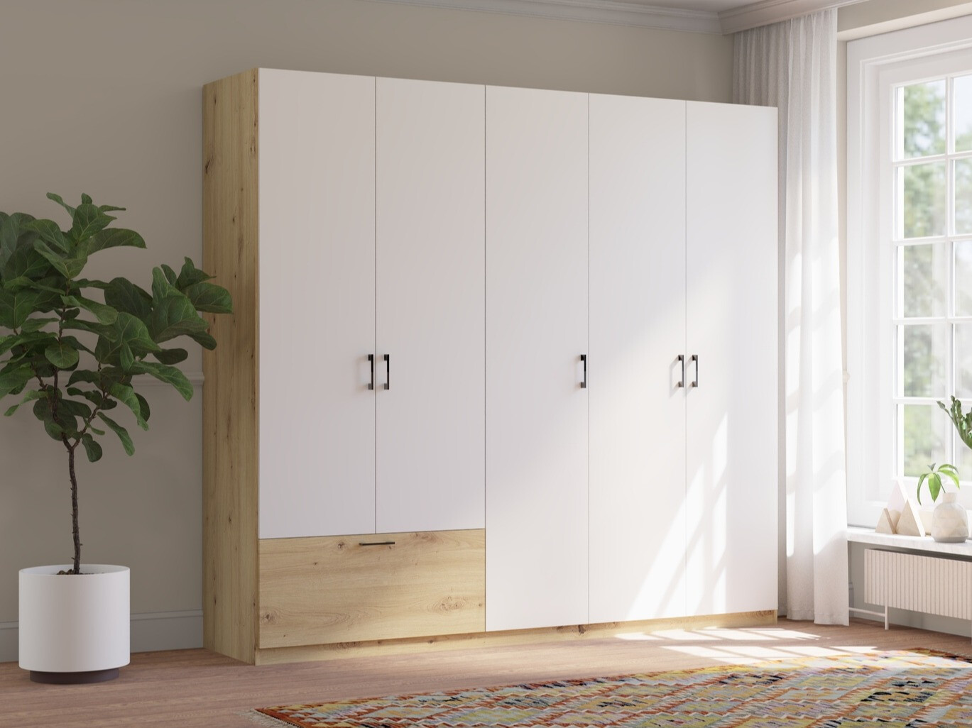 Kleiderschrank Bristol 249 (Artisan Eichenholzoptik + Weiß)