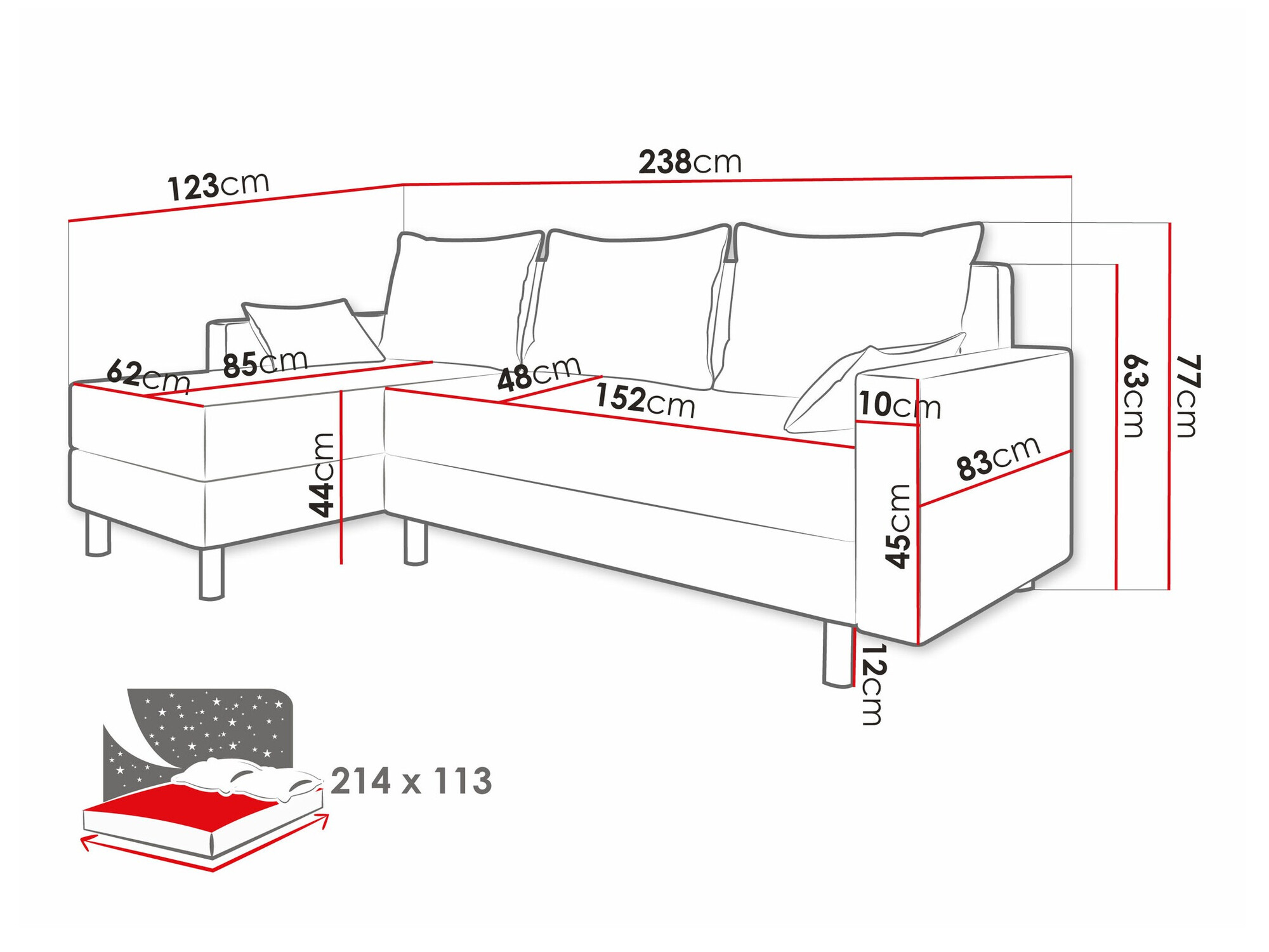 Ecksofa Delaware 100 (Alova 10 + Alova 04)
