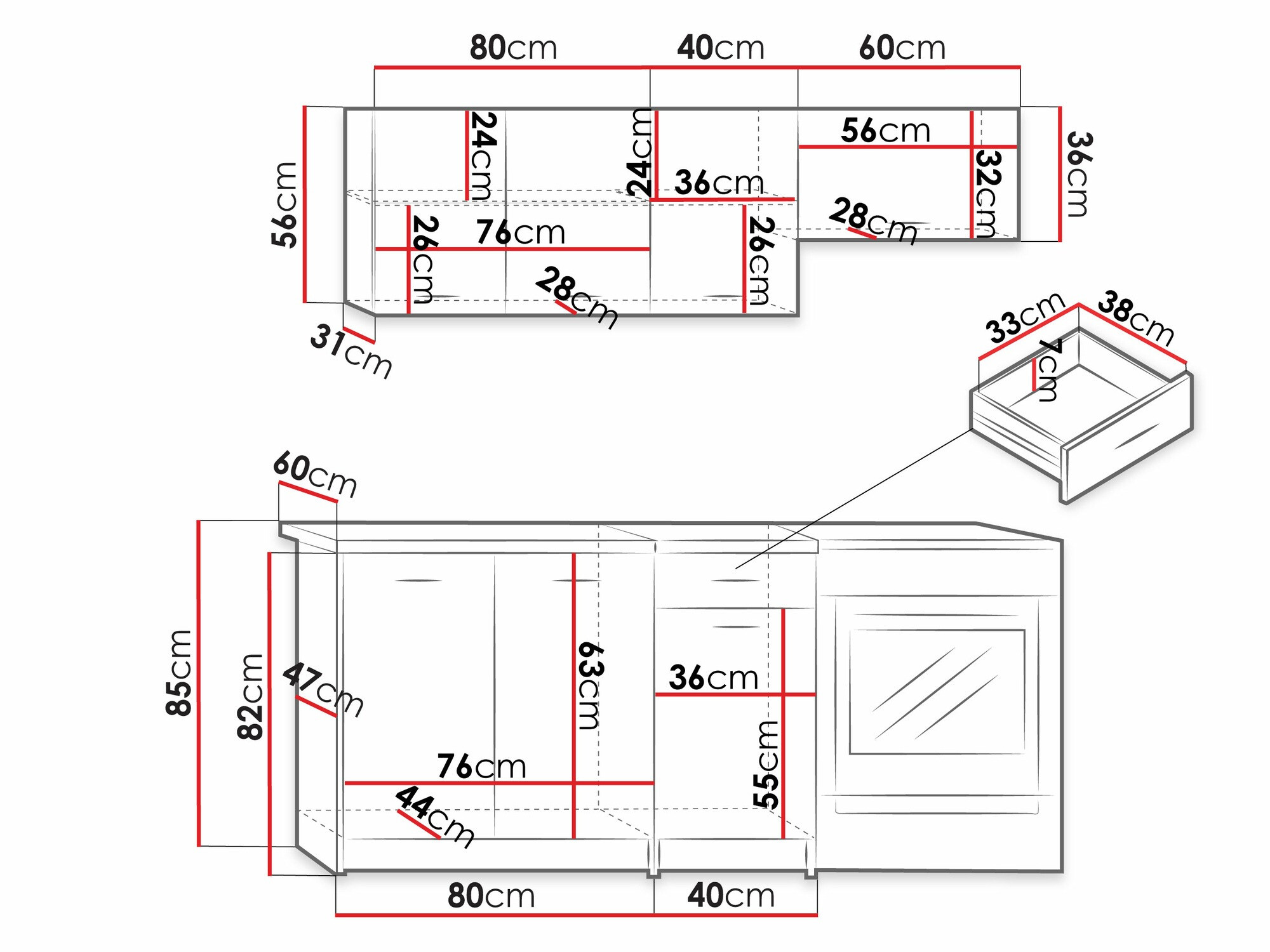 Küchenset Ota (Sonoma Eichenholzoptik + Beige)