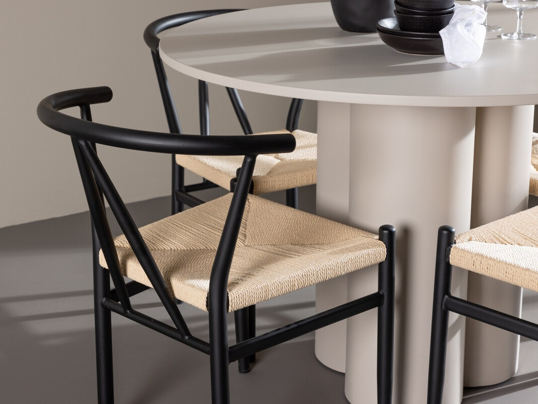 Essgruppe Dallas 4688 (Schwarz + Beige)