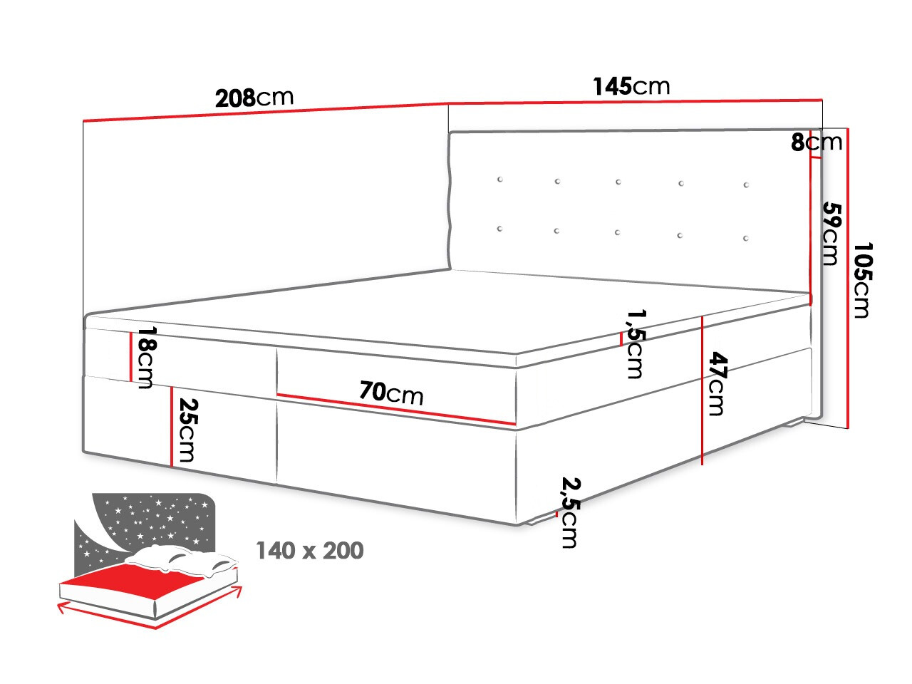 Boxspringbett Memphis 114 (Rico 01)