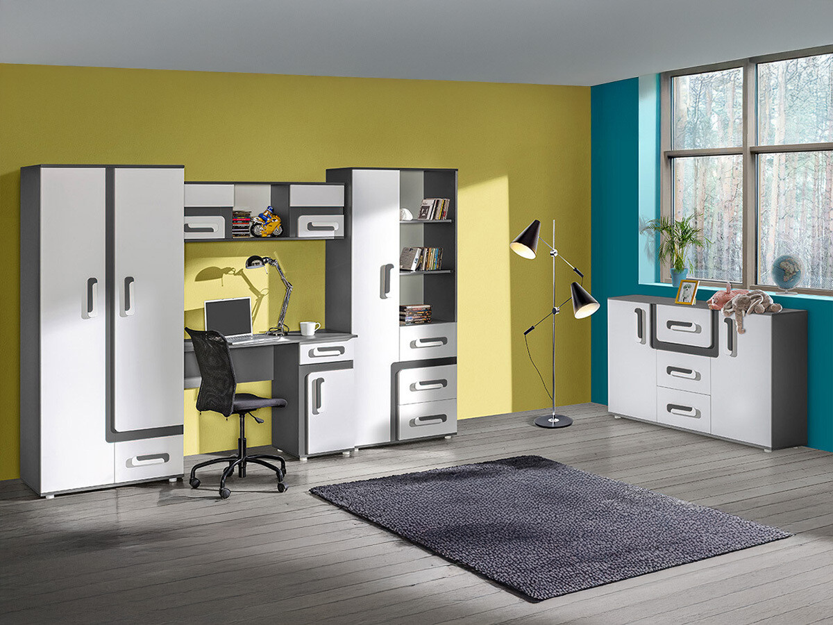 Kinderzimmer-Set Aviseve 107 (Anthrazit + Weiß)