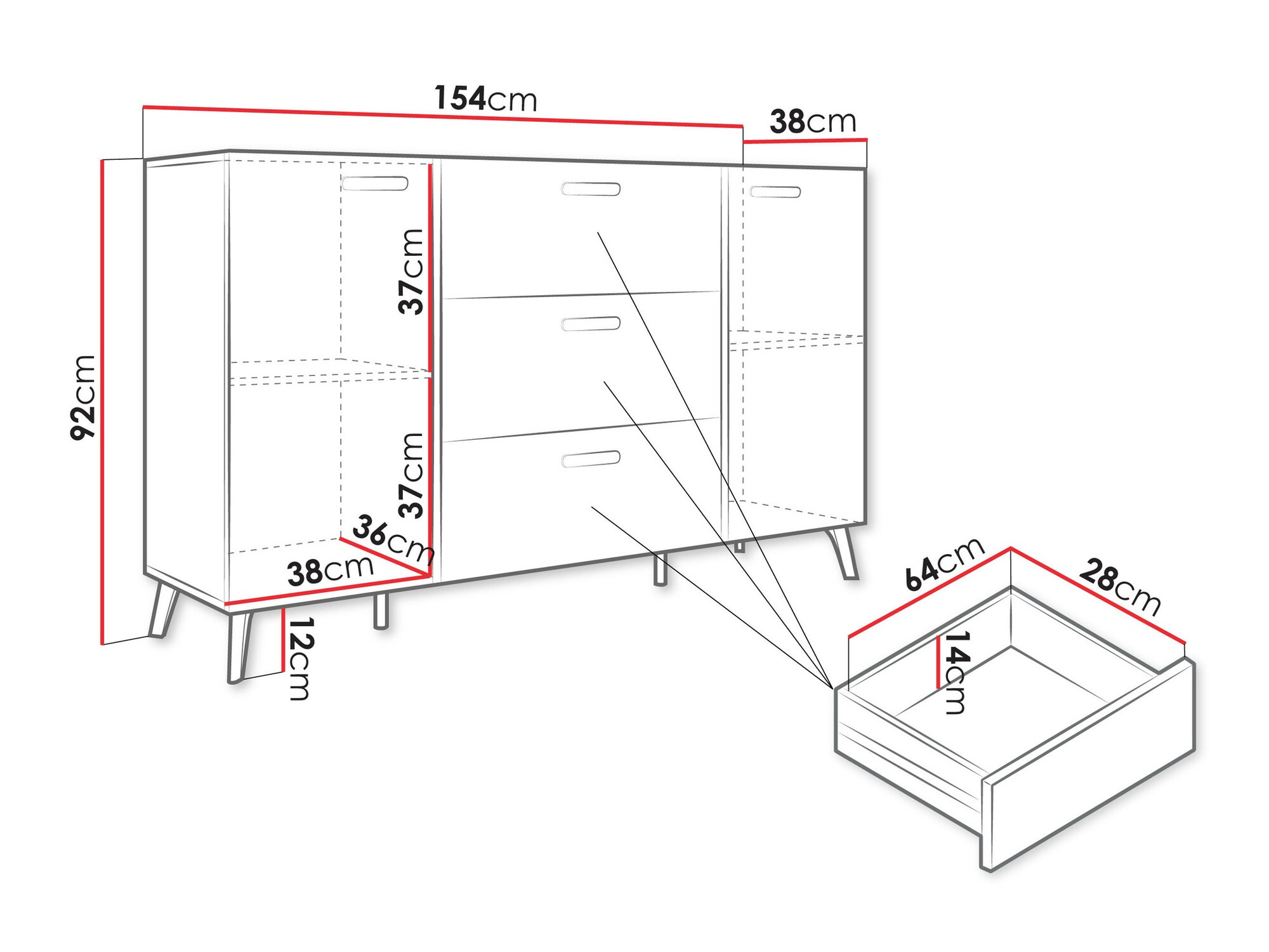 Kommoden Comfivo Capella I (Weiß + Weiß glänzend)