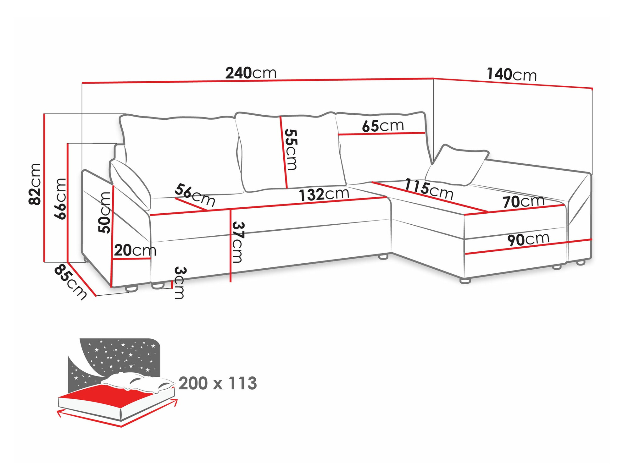Ecksofa Memphis 130 (Kronos 29)